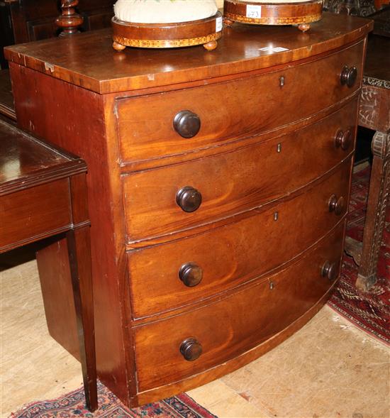 A Regency bowfronted chest of drawers (a.f.)